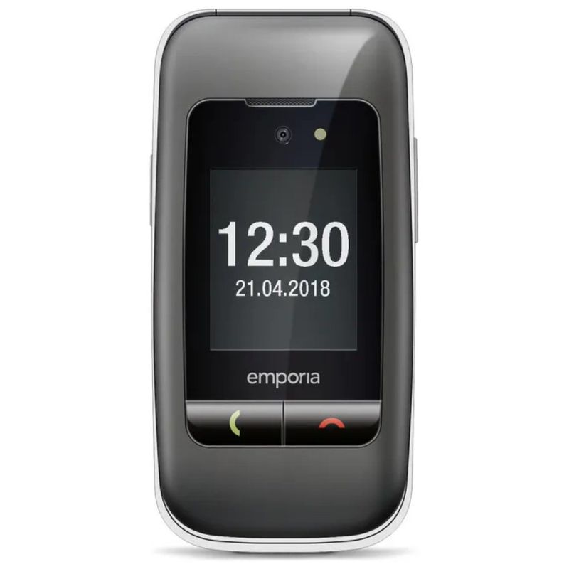 Emporia emporiaONE V200 – Telefono a conchiglia per anziani, 2G, grigio argento