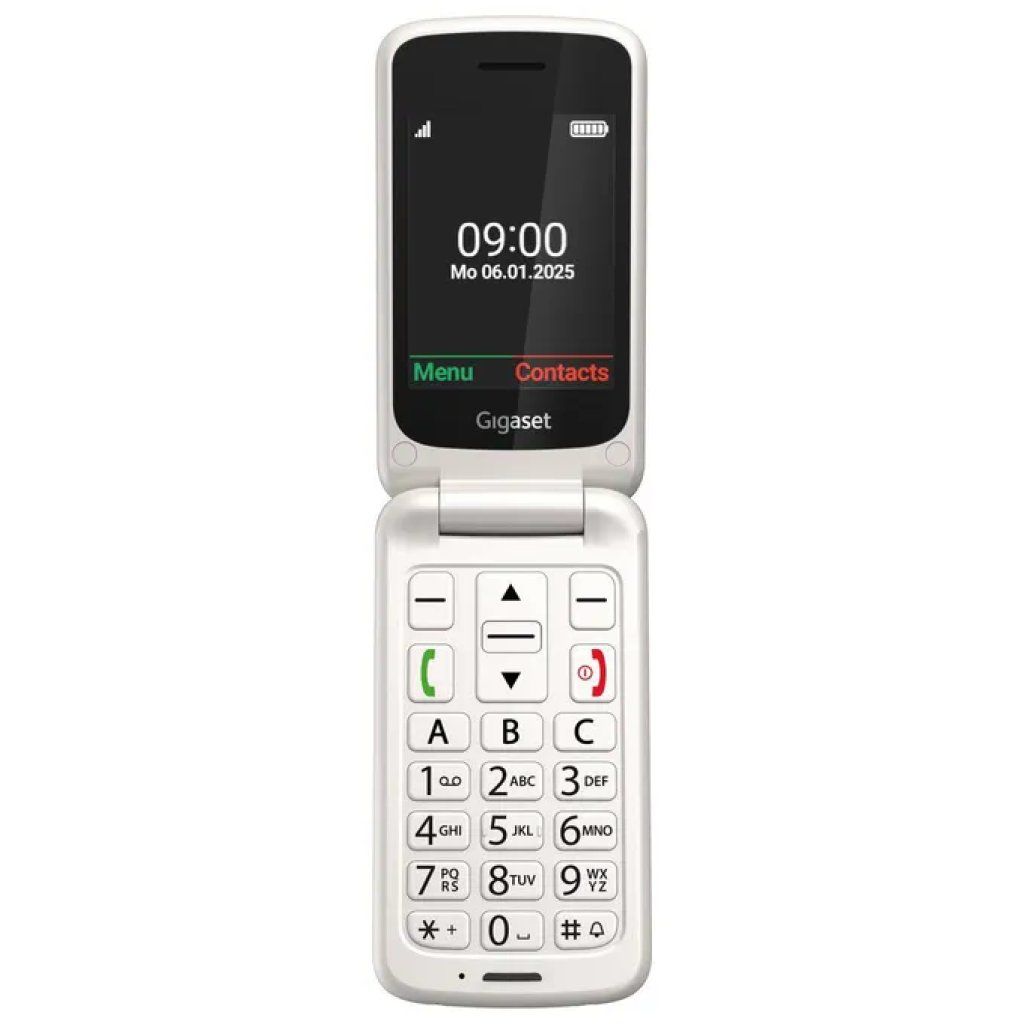 Gigaset GL595 Telefono Cellulare per Anziani a Conchiglia, Bianco Gigaset GL595 Telefono Cellulare per Anziani a Conchiglia, Bianco