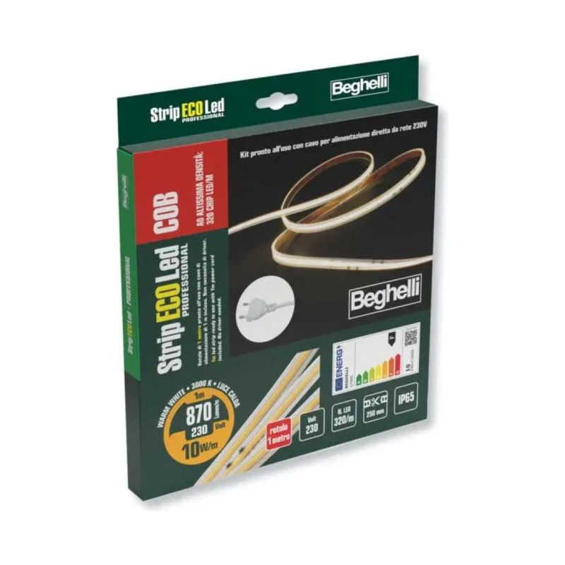 Beghelli Striscia LED COB 5 m, 10 W, 3000 K, IP65