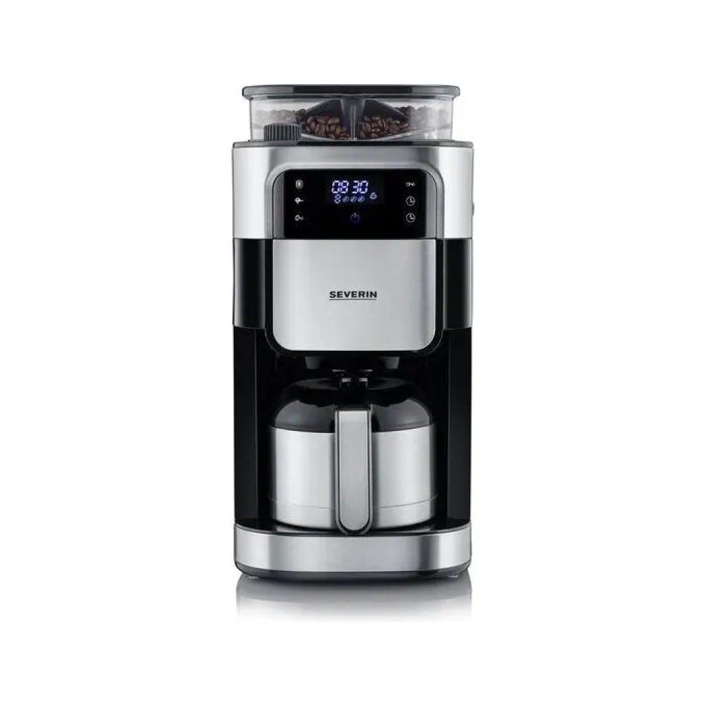 Severin KA 4814 Macchina da caffè con macinacaffè, 8 tazze, 1000 W, nero e acciaio inox