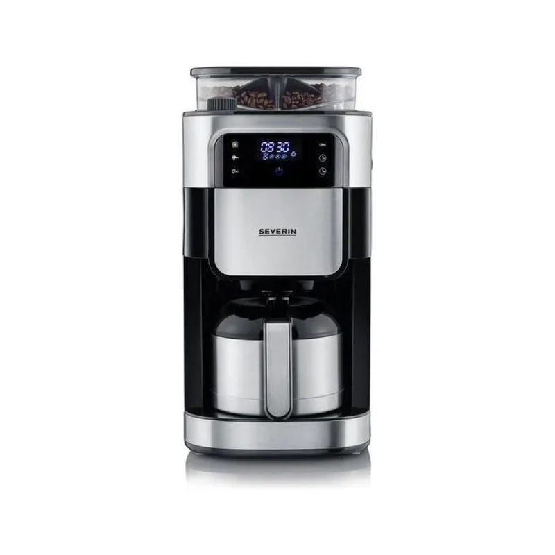 Severin KA 4814 Macchina da caffè con macinacaffè, 8 tazze, 1000 W, nero e acciaio inox