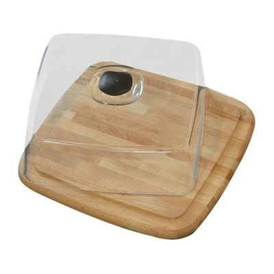 Checco 69219 Contenitore quadrato per formaggio in faggio con coperchio trasparente