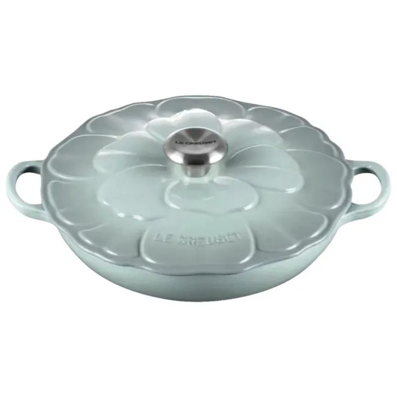 Le Creuset Tegame Basso 26 cm con Coperchio Fiore, 2,2 L, Ghisa Smaltata Sea Salt