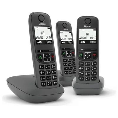 Gigaset AS490 Trio Telefono Cordless DECT Nero con 3 Cornette