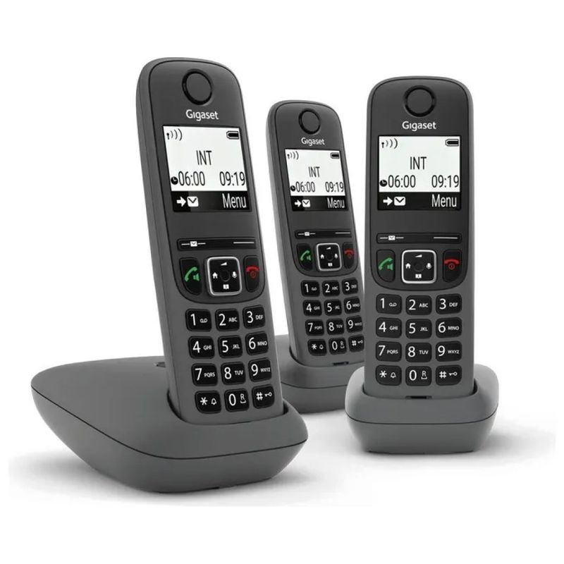 Gigaset AS490 Trio Telefono Cordless DECT Nero con 3 Cornette