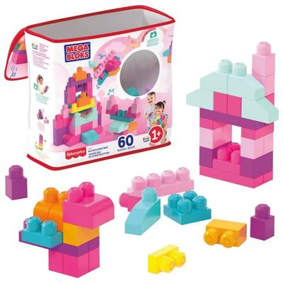 Mega Bloks Maxi Mattoncini Rosa, Set da 60 con Sacca Mega Bloks Maxi Mattoncini Rosa, Set da 60 con Sacca
