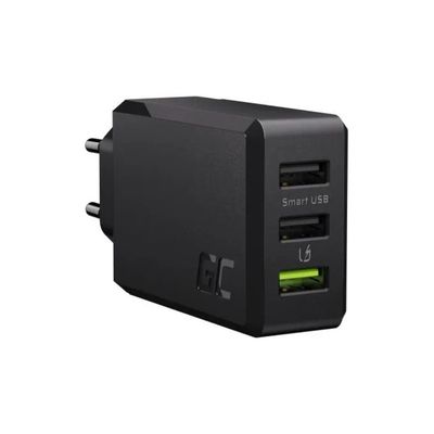 GREEN CELL ChargeSource 3 Caricatore USB da Presa, 3 Porte, Nero
