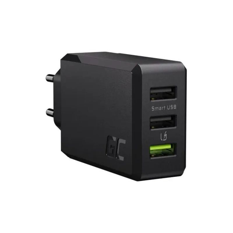 GREEN CELL ChargeSource 3 Caricatore USB da Presa, 3 Porte, Nero