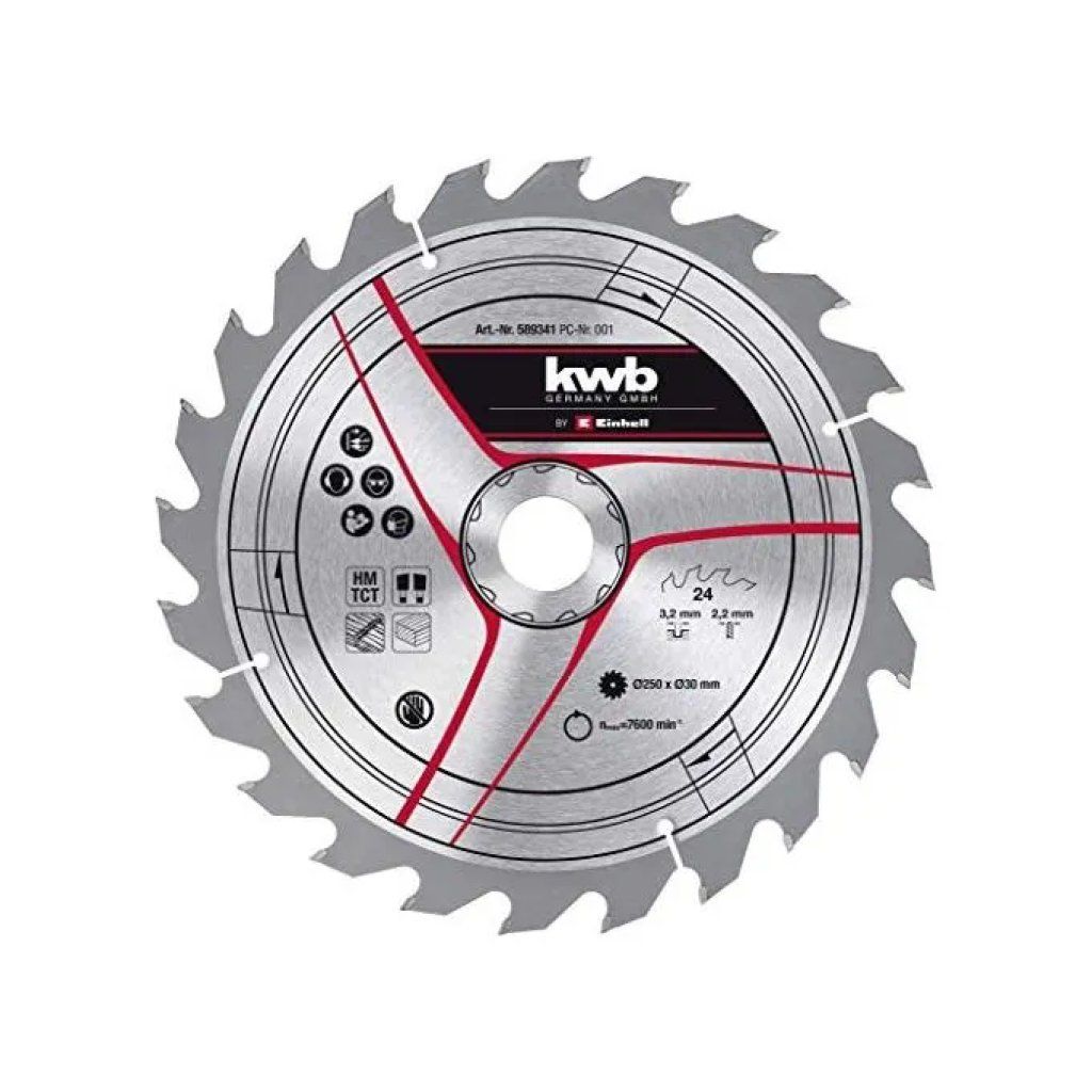 KWB Lama circolare TCT per legno 250 mm, foro 30 mm, 24 denti KWB Lama circolare TCT per legno 250 mm, foro 30 mm, 24 denti