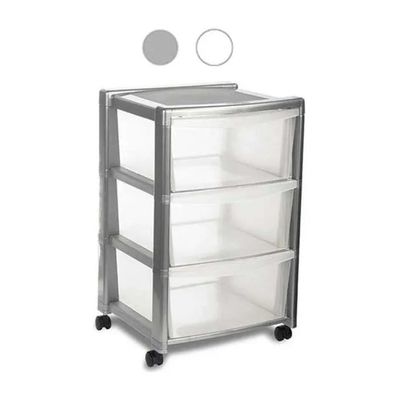 Stefanplast Libera Cassettiera a 3 Cassetti con Ruote, Silver, 40 × 40 × 63 cm