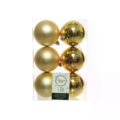 Amicasa Set 6 Palline Natalizie Oro 8 cm