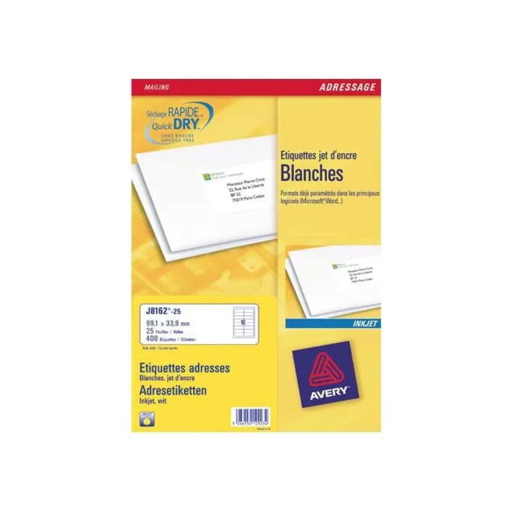Avery J8162-25 Etichette adesive per indirizzi 99,1 × 33,9 mm