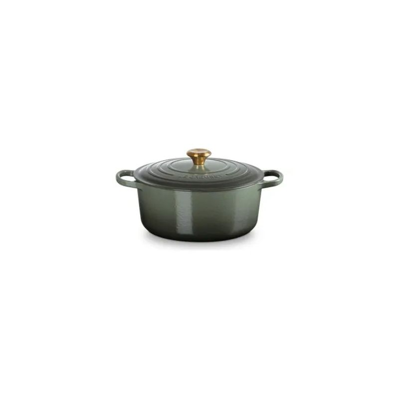 Le Creuset Cocotte in Ghisa Smaltata 24 cm Verde con Bottone Dorato