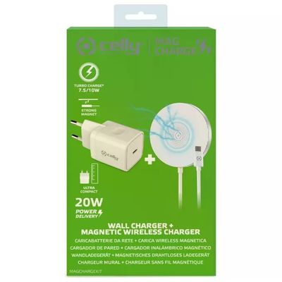 Celly MAGCHARGEKIT – Kit caricatore wireless magnetico e alimentatore 20 W