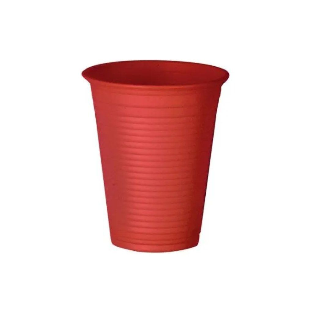 BIBO Bicchieri Compostabili Rossi 200 ml, 50 Pezzi