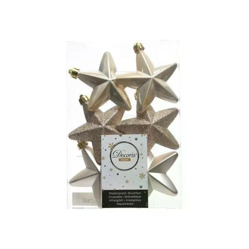 AMICASA Stelle decorative champagne – Set da 6