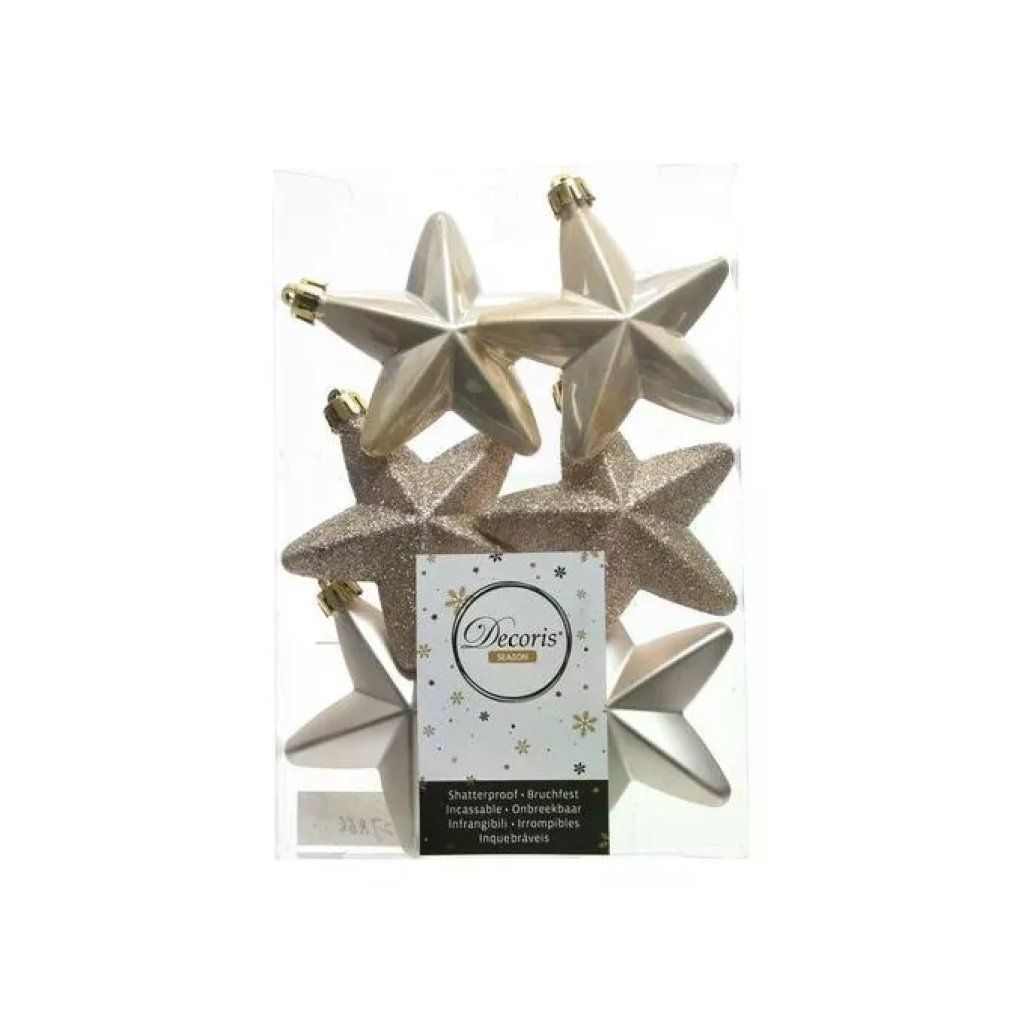AMICASA Set 6 Stelle Decorative Color Champagne per Albero di Natale
