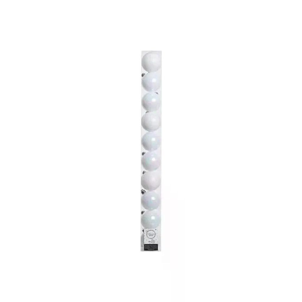 Amicasa Set 10 Palline Natalizie Bianche Iridescenti 6 cm
