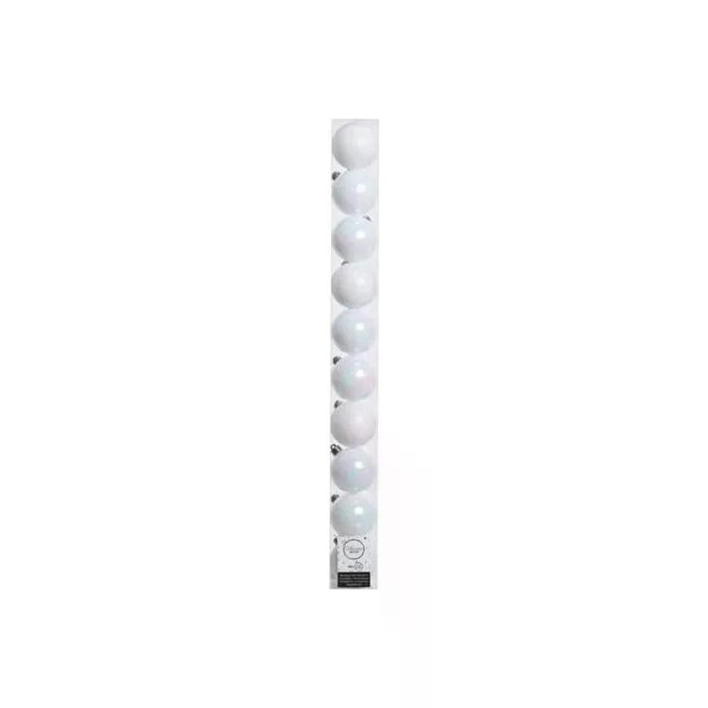 Amicasa Set 10 Palline Natalizie Bianche Iridescenti 6 cm