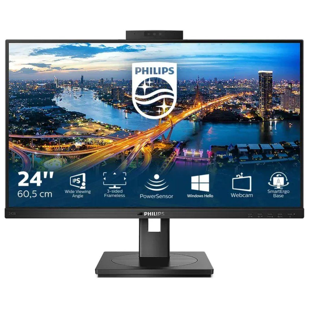 Philips 242B1H/00 Monitor IPS 23,8 Philips 242B1H/00 Monitor IPS 23,8" Full HD con Webcam e Hub USB