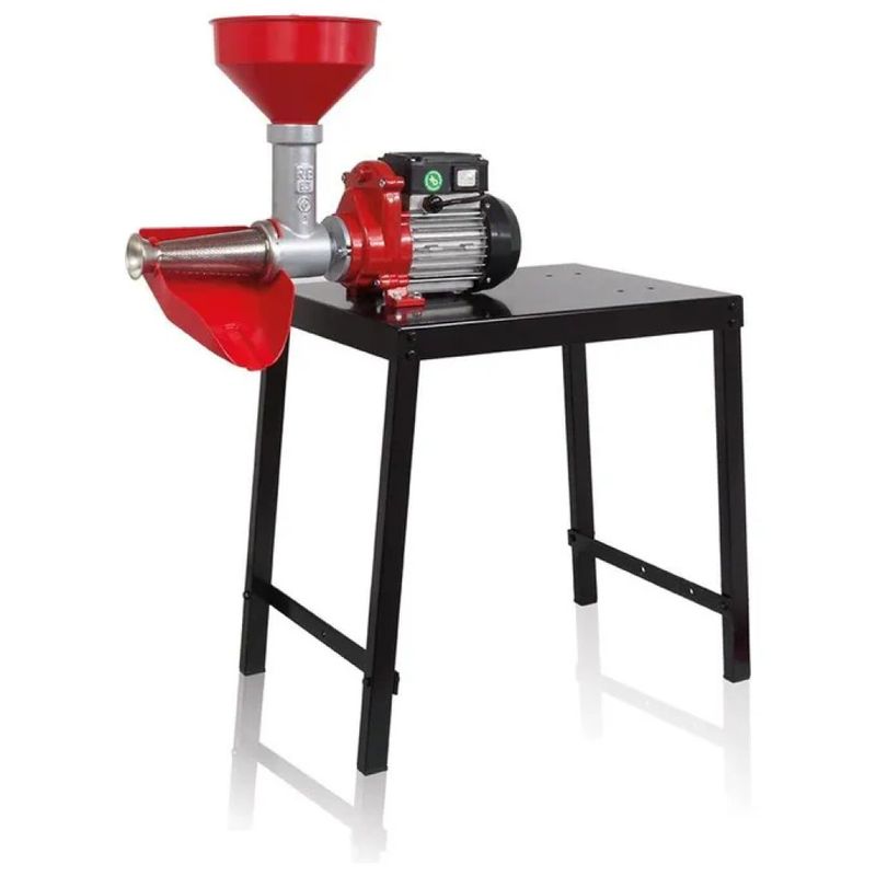 Reber 9108 NEB Spremipomodoro Elettrico con Banchetto, 0,53 HP, Filtro Inox, Ghisa, Rosso