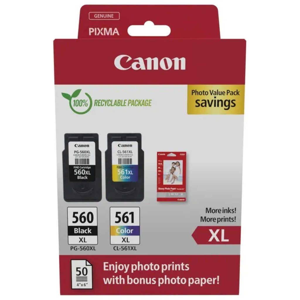Canon PG-560XL e CL-561XL Multipack Cartucce Originali XL, 2 Pezzi Canon PG-560XL e CL-561XL Multipack Cartucce Originali XL, 2 Pezzi