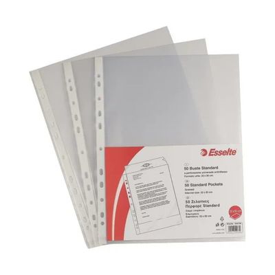 Esselte Standard – 50 buste perforate trasparenti A4 ruvide