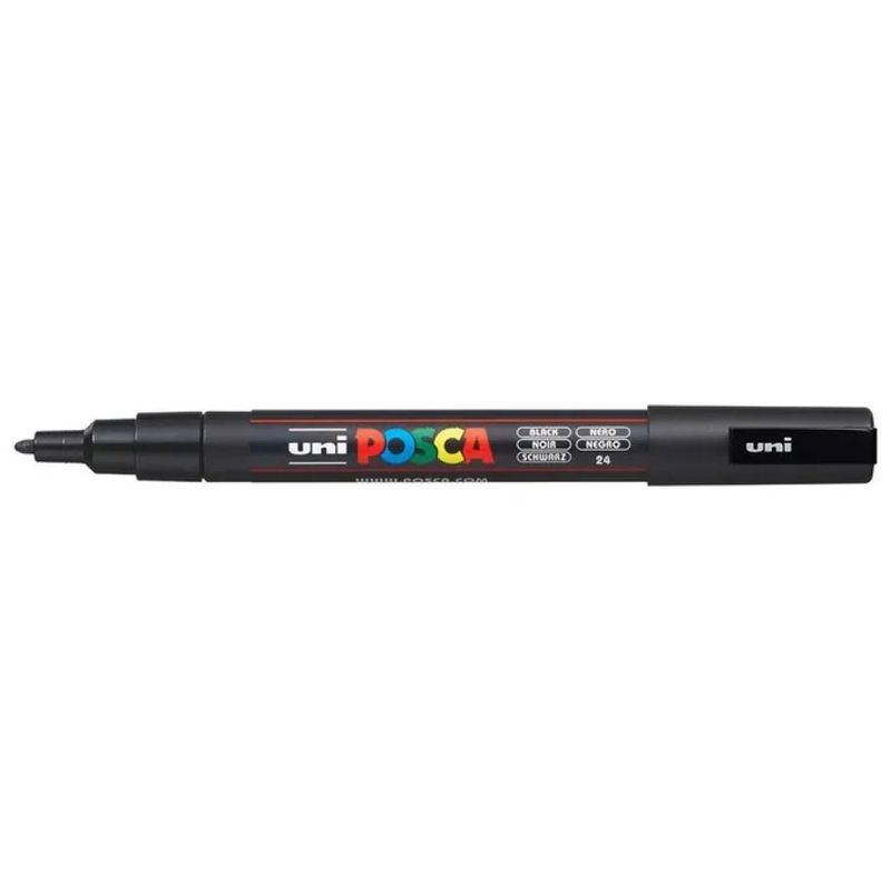 OSAMA Uni POSCA PC-3M – Confezione da 6 pennarelli neri a punta fine