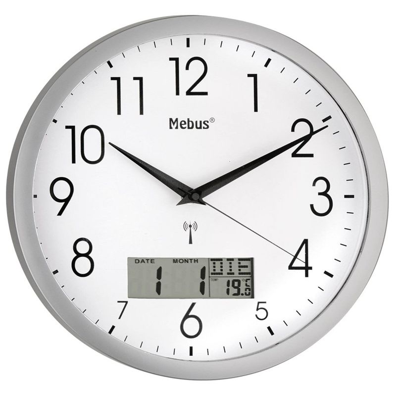 Mebus 19422 Orologio da Parete Radiocontrollato con Data e Temperatura