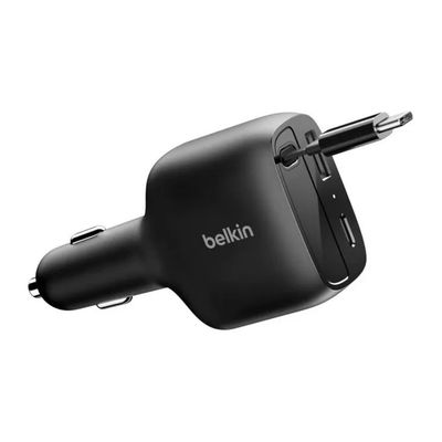 Belkin BoostCharge CCC001HQBK – Caricatore auto 75 W con cavo USB-C retrattile
