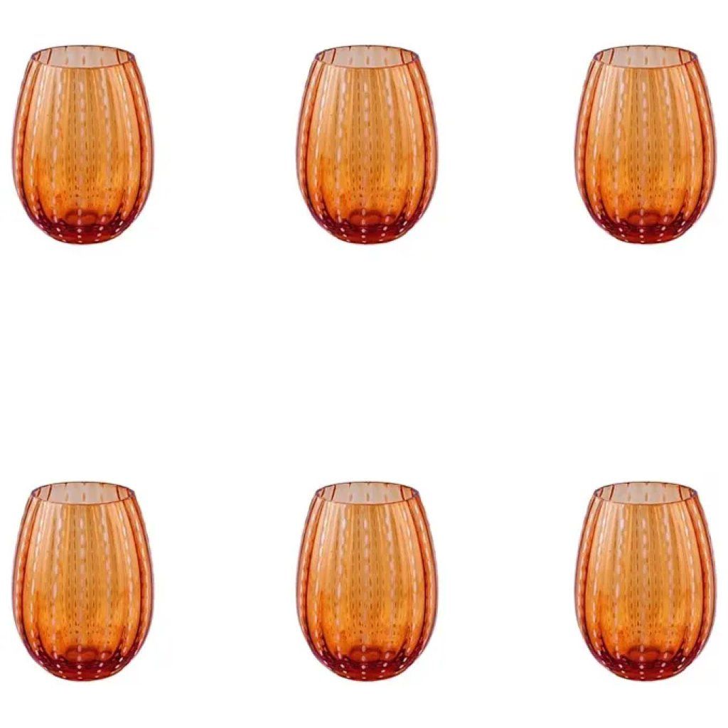 VDE TIVOLI 1996 Villa d’Este Shiraz – Set 6 bicchieri da acqua in vetro ambra, 525 ml