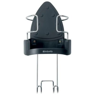 Brabantia 385742 Porta Ferro da Stiro Termoresistente con Gancio in Acciaio e Avvolgicavo, Grigio Scuro