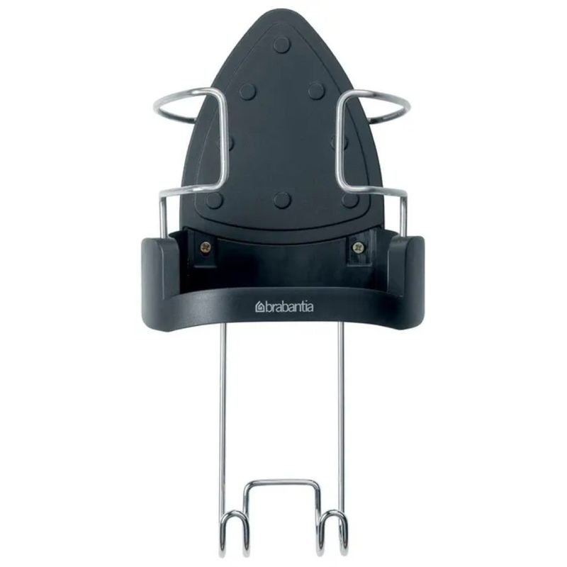 Brabantia 385742 Porta Ferro da Stiro Termoresistente con Gancio in Acciaio e Avvolgicavo, Grigio Scuro