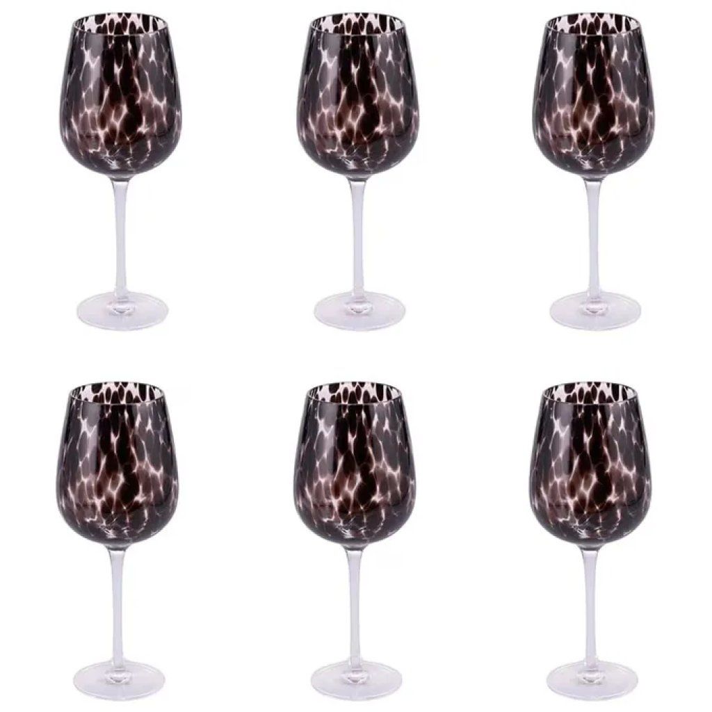 VDE TIVOLI 1996 Villa d’Este Jamila – Set 6 calici da vino in vetro, 510 ml, con pallini neri