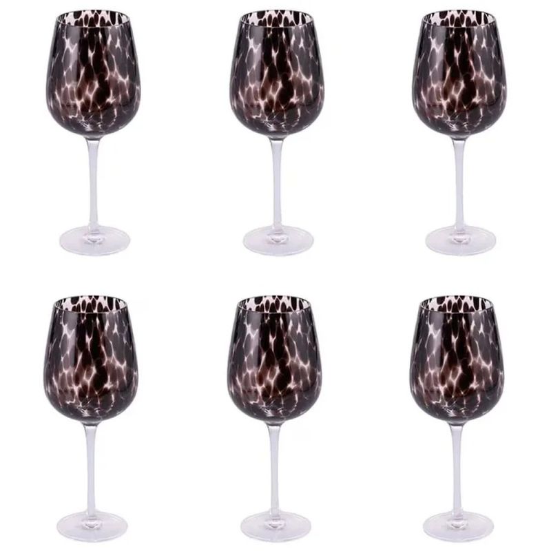 VDE TIVOLI 1996 Villa d’Este Jamila – Set 6 calici da vino in vetro, 510 ml, con pallini neri