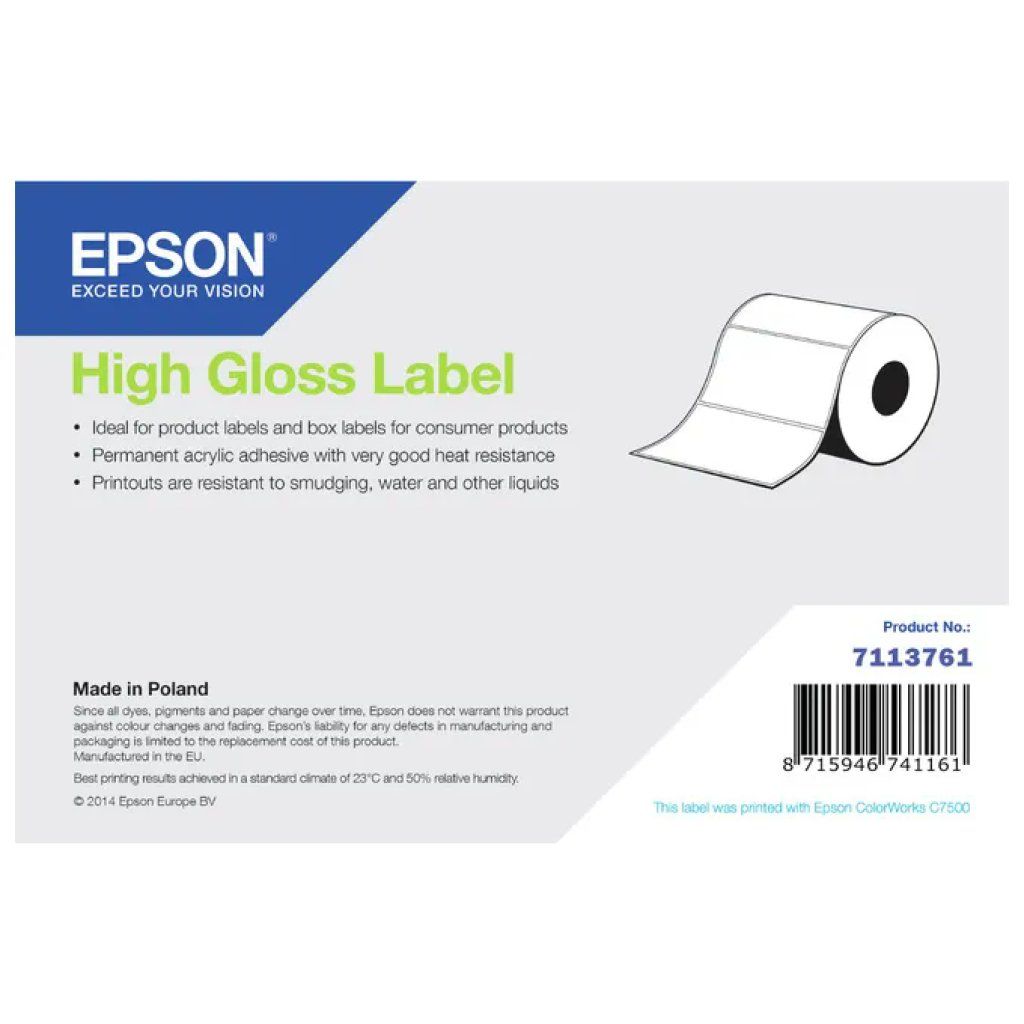 Epson Etichetta autoadesiva High Gloss 7113761 76 mm x 51 mm 2310 Etichette Epson Etichetta autoadesiva High Gloss 7113761 76 mm x 51 mm 2310 Etichette