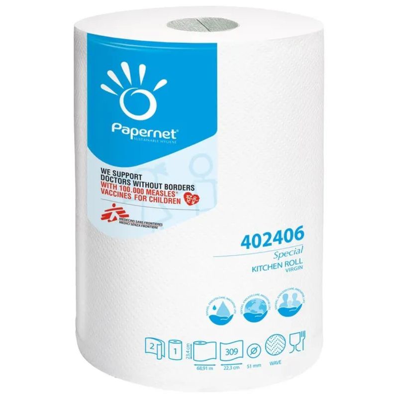 Papernet 402406 Rotolo da Cucina 2 Veli, 309 Strappi, 68,91 m