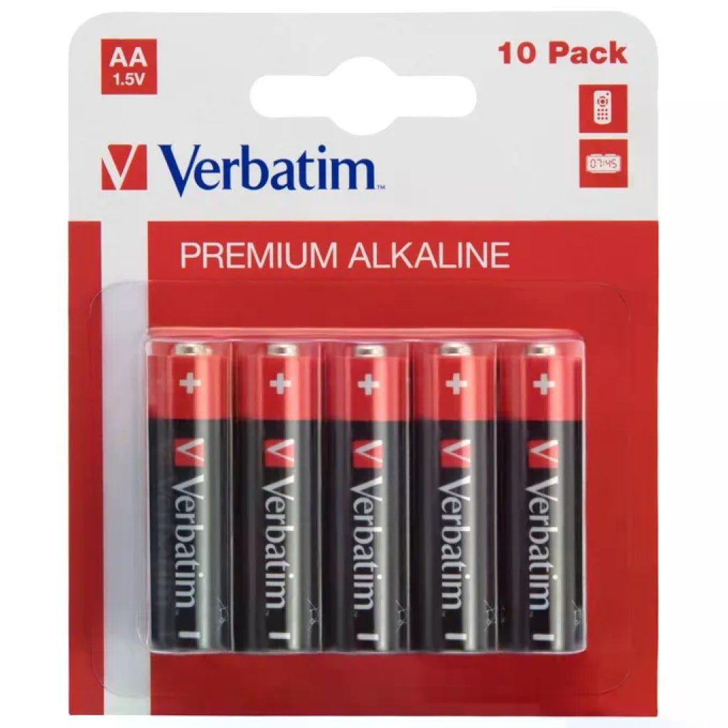 Verbatim Batterie Alcaline AA 1,5 V, Confezione da 10