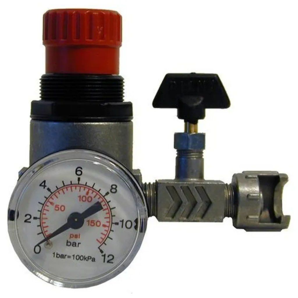 Walmec AH102001 Micro riduttore di pressione con manometro, 0–12 bar