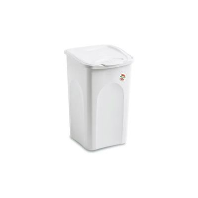 Stefanplast Primavera – Cesto portabiancheria bianco da 50 L con coperchio