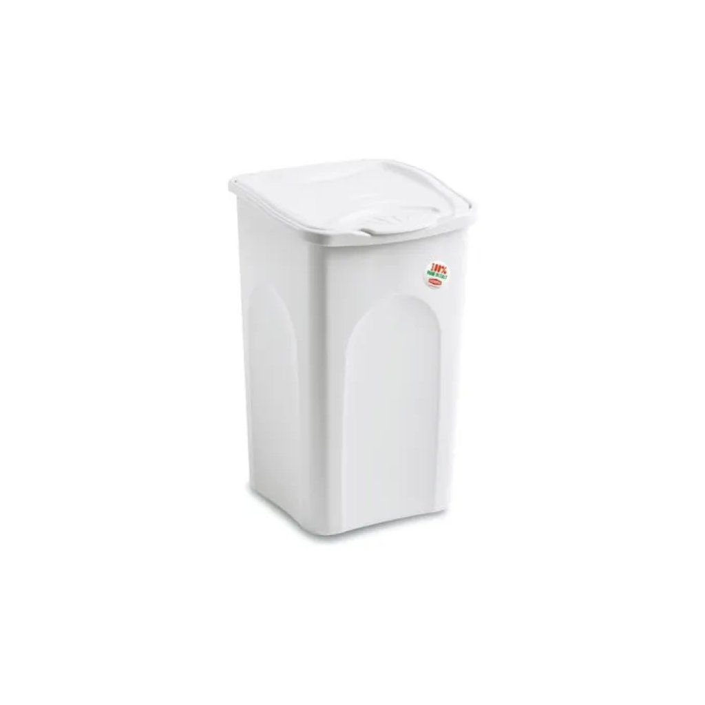 Stefanplast Primavera Cesto Portabiancheria 50 L con Coperchio Bianco