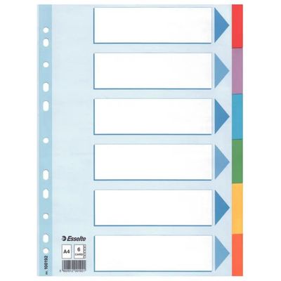 Esselte Intercalare A4 in cartoncino riciclato, 6 tasti