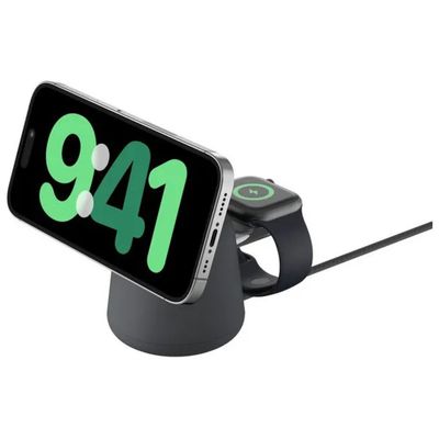 Belkin BoostCharge Pro WIZ027VFH36 Caricatore Wireless Qi2 2 in 1 da 15 W, Antracite