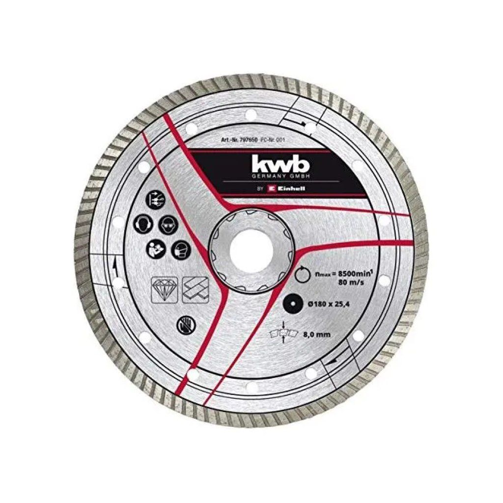 KWB Disco diamantato Turbo 180 mm per gres porcellanato KWB Disco diamantato Turbo 180 mm per gres porcellanato