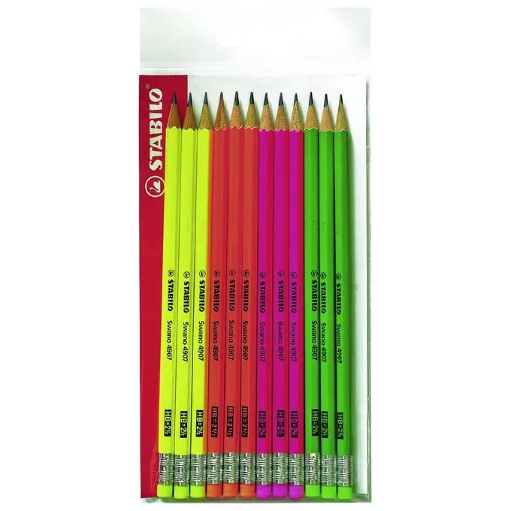 STABILO Swano Fluo – Confezione da 12 matite in grafite HB STABILO Swano Fluo – Confezione da 12 matite in grafite HB