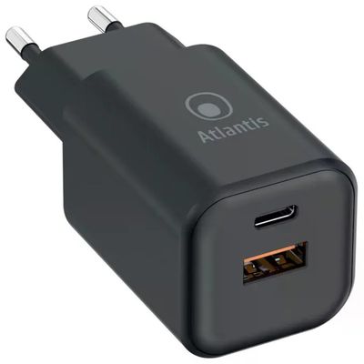 ATLANTIS Caricatore da Parete Atlantis Land GaN 65 W USB-C/USB-A Nero ATLANTIS Caricatore da Parete Atlantis Land GaN 65 W USB-C/USB-A Nero