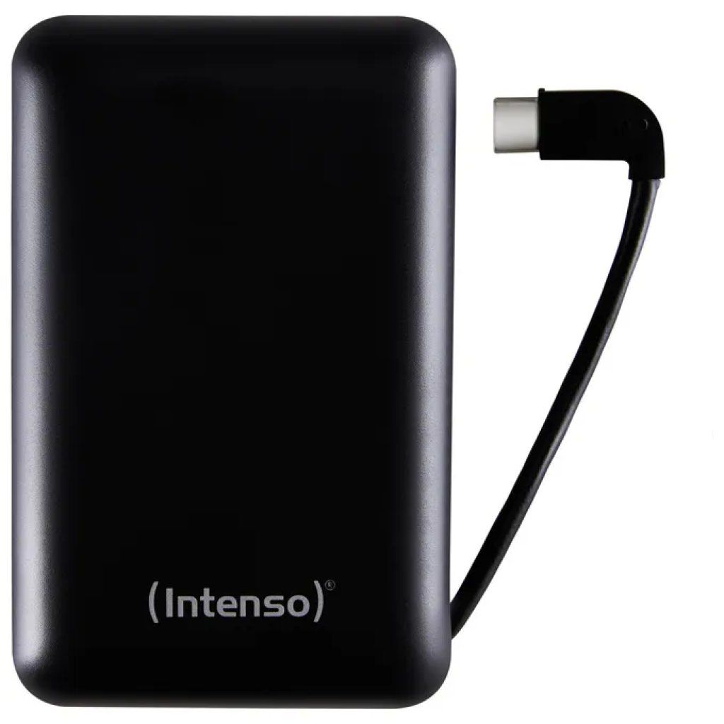 INTENSO XC10000 Powerbank 10.000 mAh con Cavo USB-C Integrato, Nero