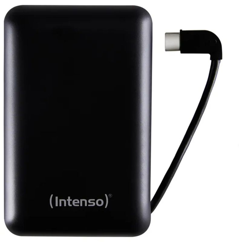 INTENSO XC10000 Powerbank 10.000 mAh con Cavo USB-C Integrato, Nero