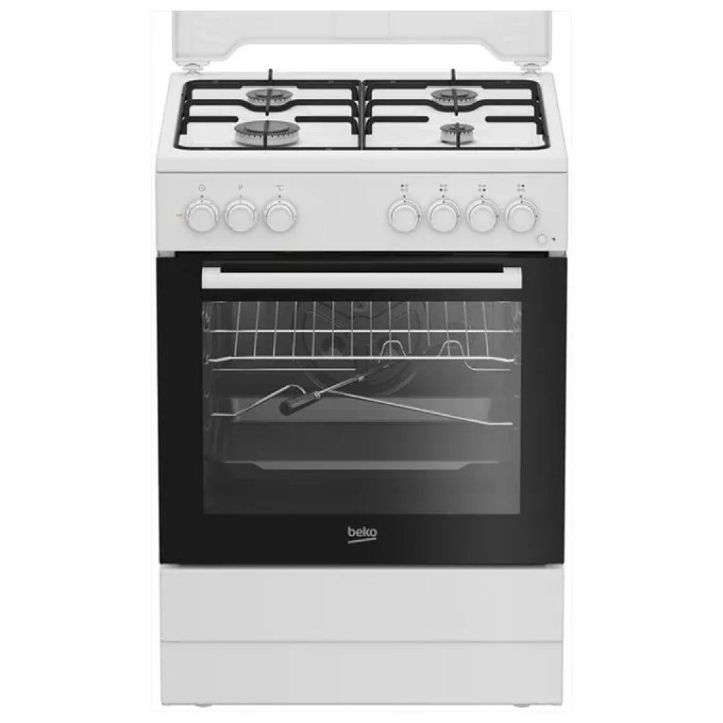 Beko FBST62110ST Cucina a gas 4 fuochi, forno elettrico 73 L, classe A, bianca Beko FBST62110ST Cucina a gas 4 fuochi, forno elettrico 73 L, classe A, bianca