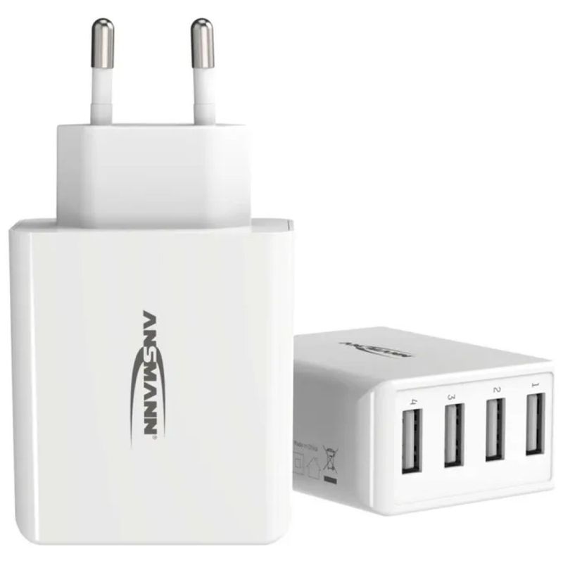 Ansmann Home HC430 Caricatore USB a 4 porte, 30 W, 3000 mA, bianco